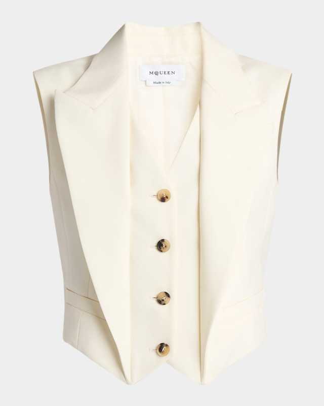 Upturned Lapel Crop Vest